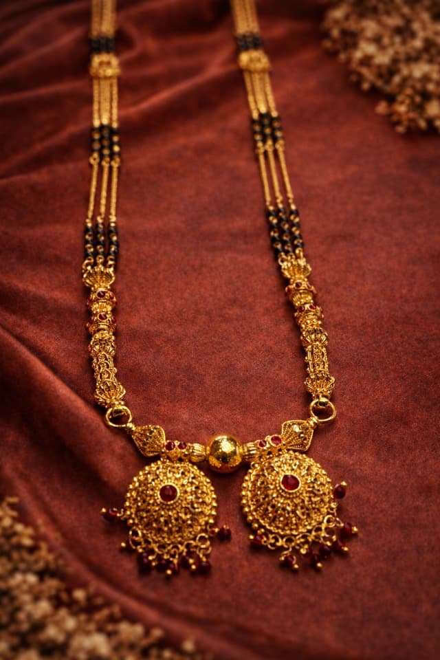 Ruby Accented Gold Mangalsutra