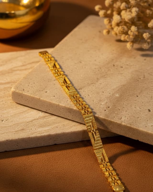 Geometric Articulated Gold Bracelet