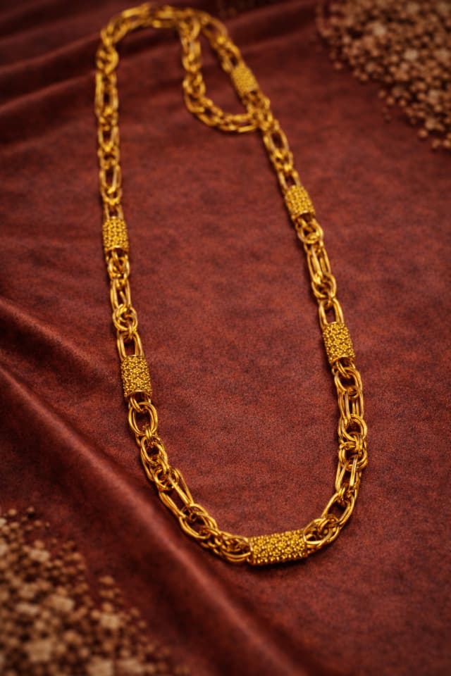 Thick Cylindrical Spacer Gold Chain