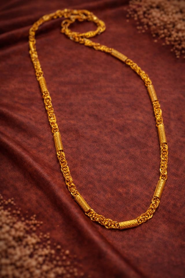 Elegant Alternating Link Gold Chain