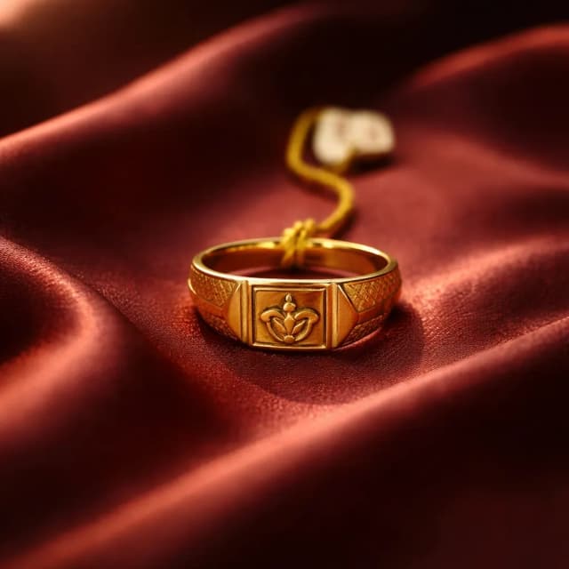 Regal Engraved Gold Men's Ring