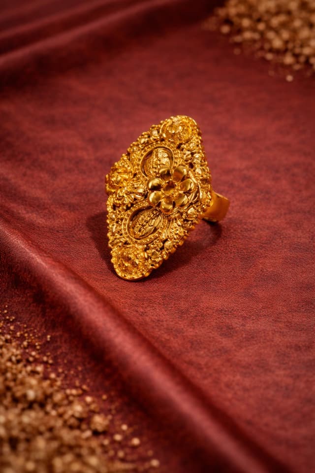 Royal Floral Motif Gold Ring