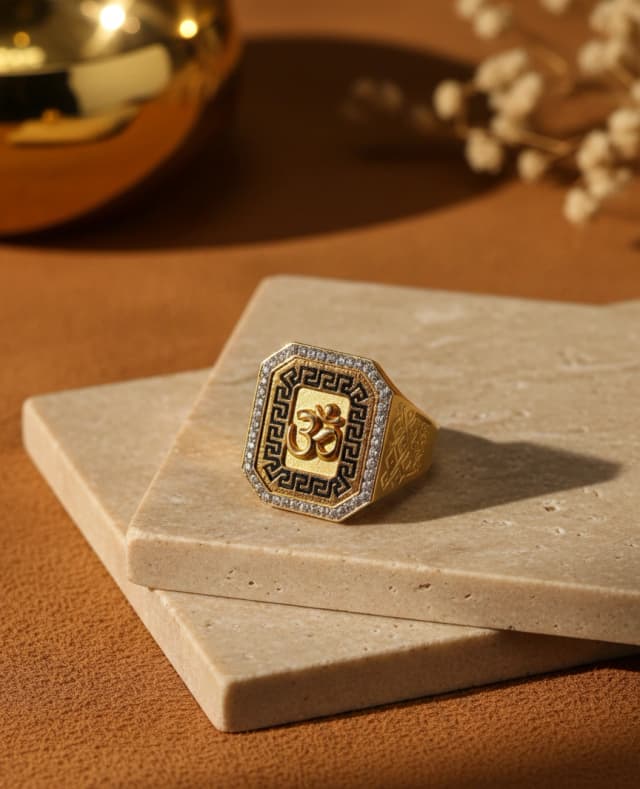 Spiritual Om Signet Gold Ring