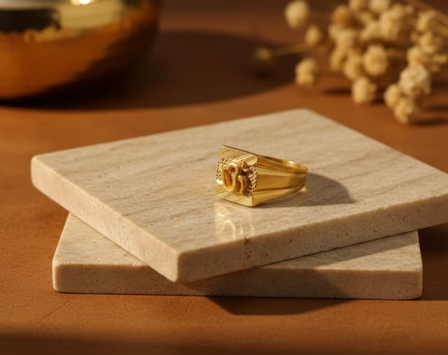 Classic Om Carved Gold Ring
