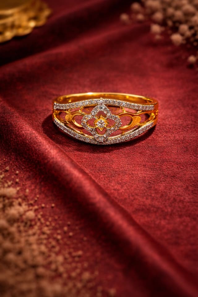 Diamond Floral Filigree Gold Ring