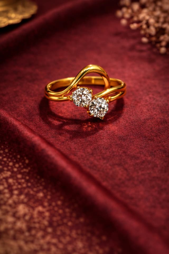Two-Stone Diamond Gold Ring