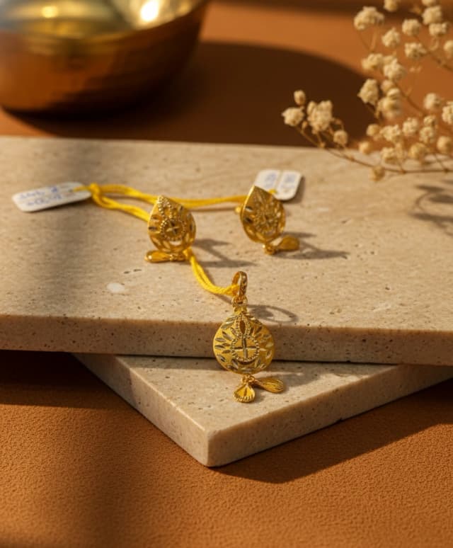 Leaf Motif Gold Pendant Set