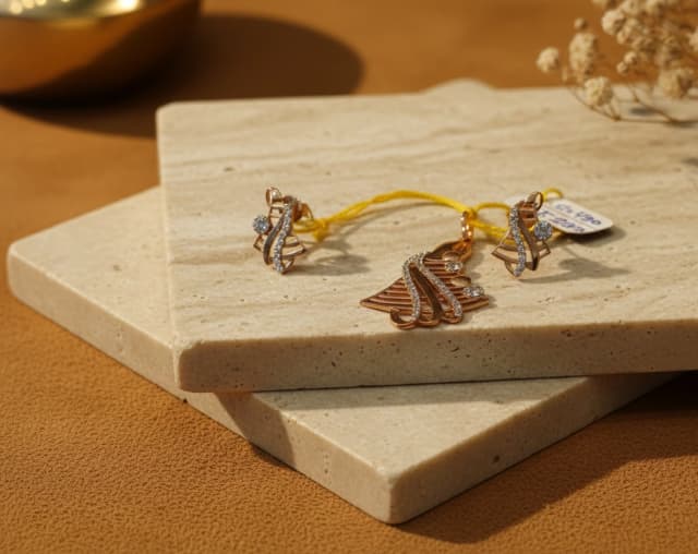 Abstract Diamond Gold Pendant Set