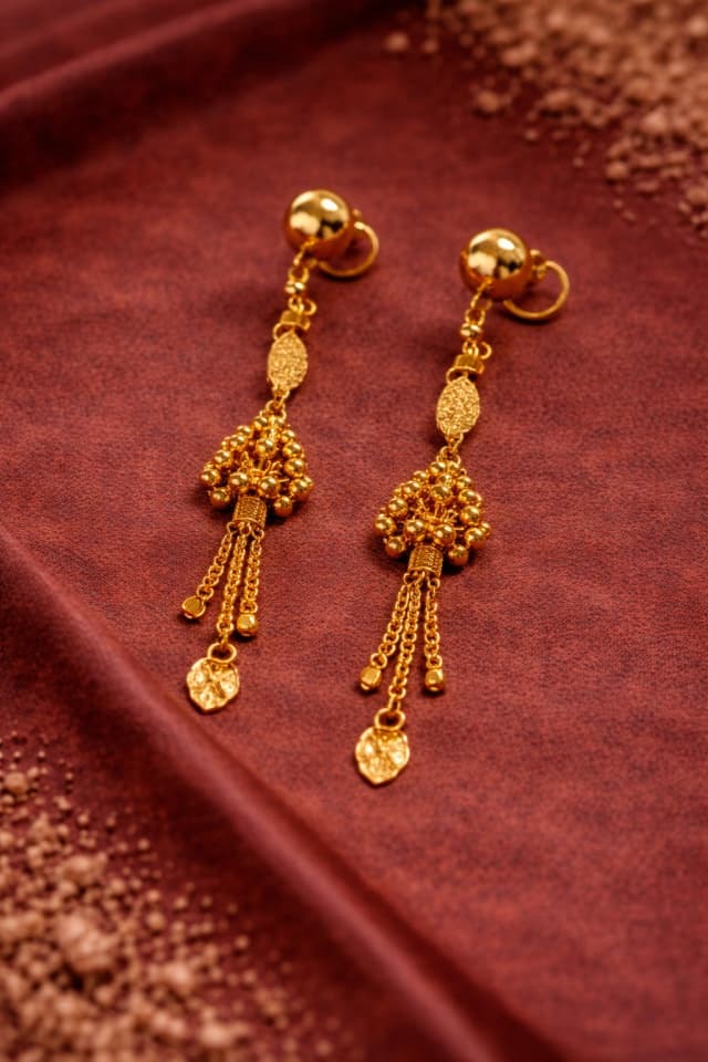 Beaded Tassel Gold Earrings