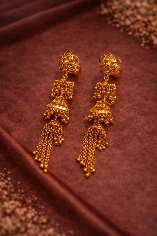 Elaborate Tassel Jhumkas