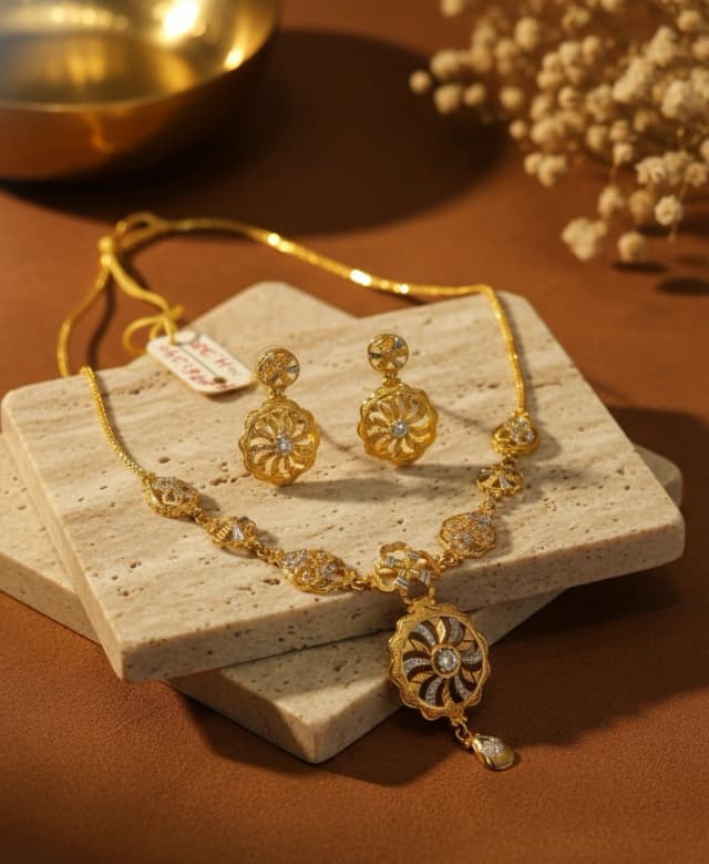 Filigree Gold Pendant Set