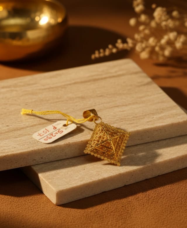 Pyramid Lattice Gold Pendant