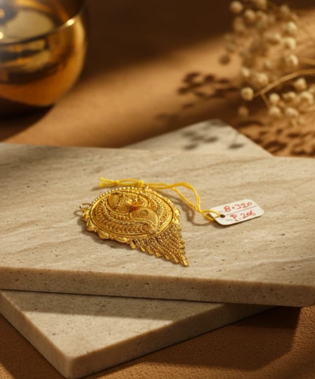 Paisley Motif Gold Pendant