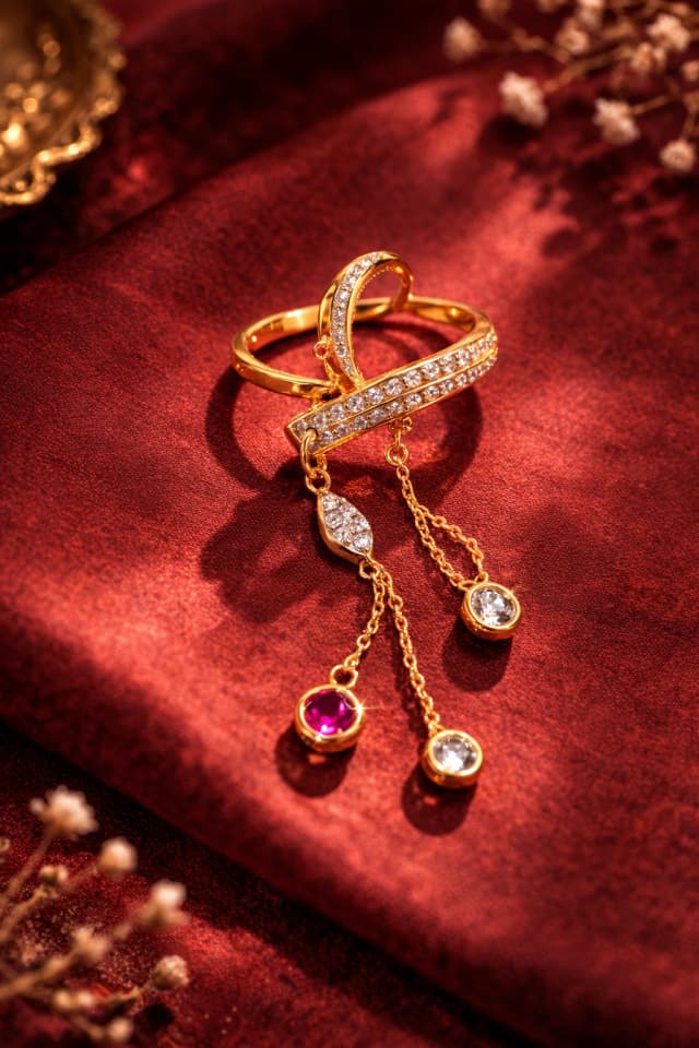 Statement Ring With Danglers