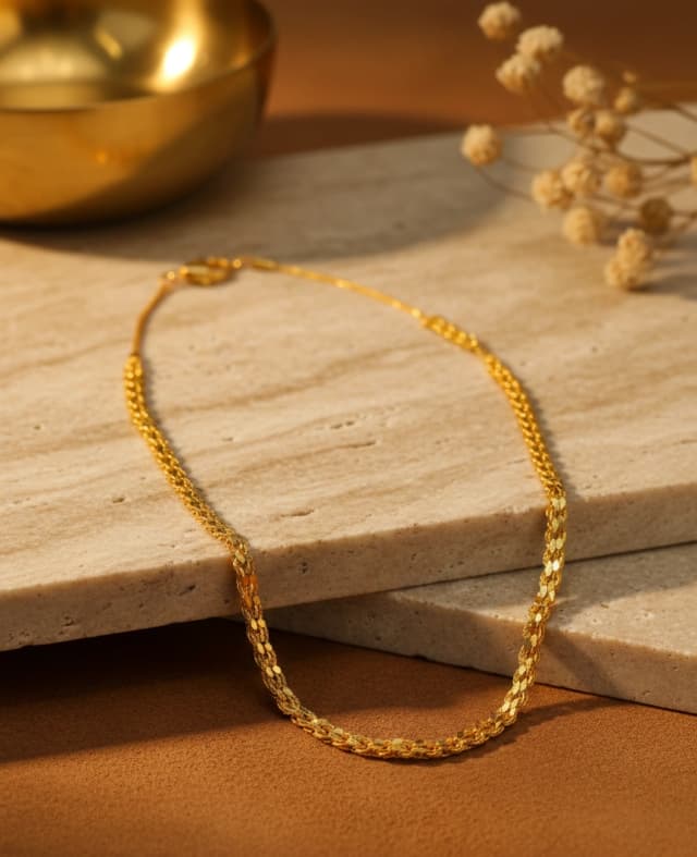 Gold Textured Leaf Chain