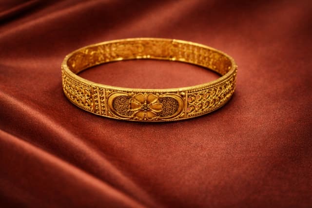 Ornate Floral Gold Bangle