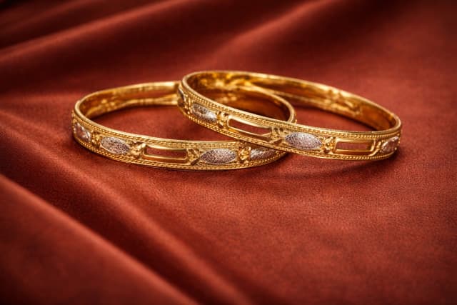 Two-Tone Geometric Gold Bangles